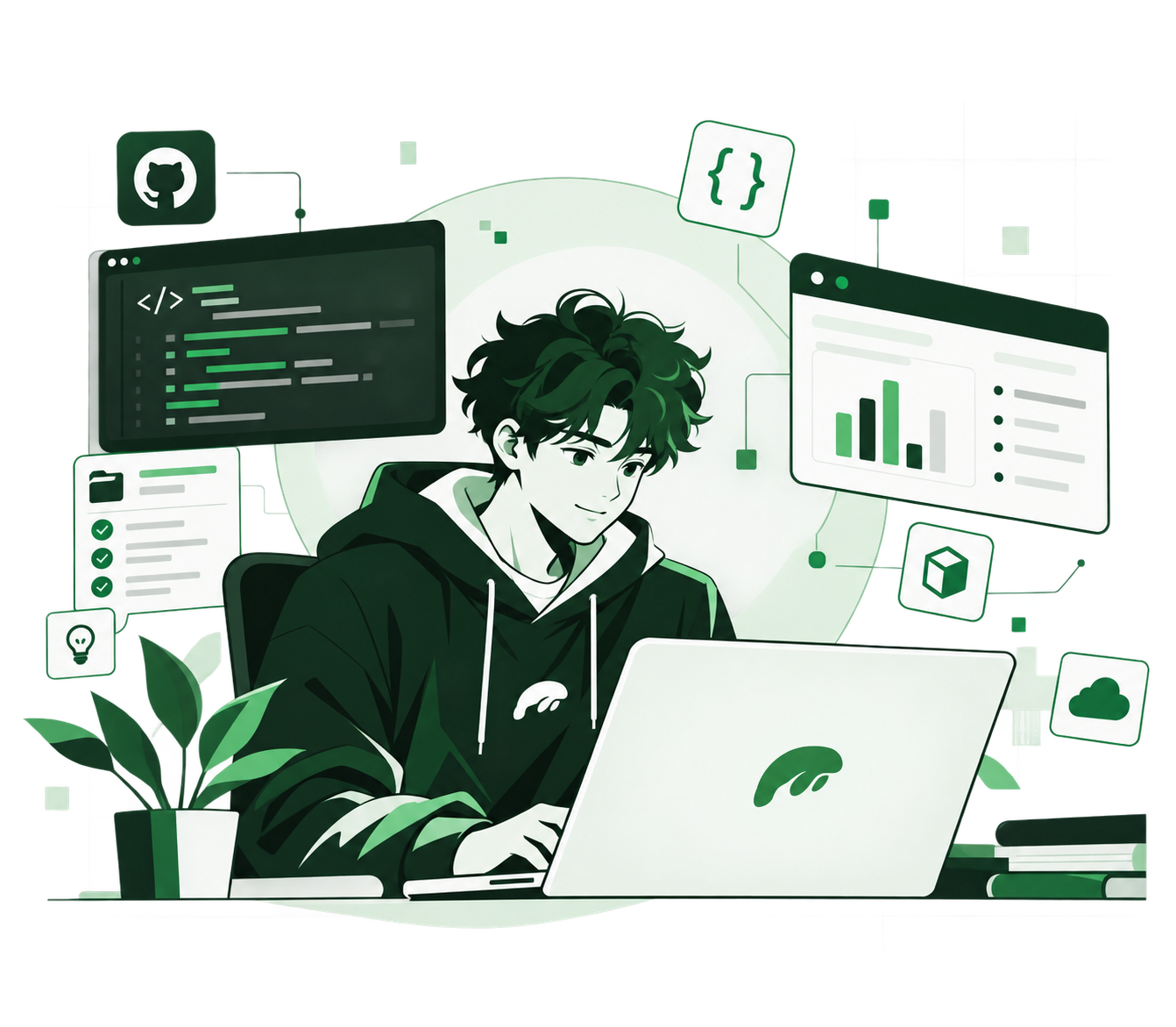 Developer working on a laptop